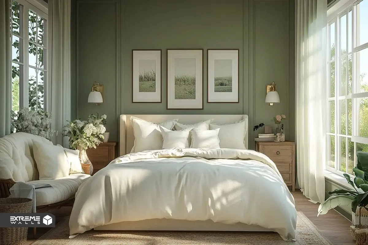 جدیدترین ایده های طراحی اتاق خواب با تم و دکور سبز رنگ 8 اتاق خواب سبز و سفید