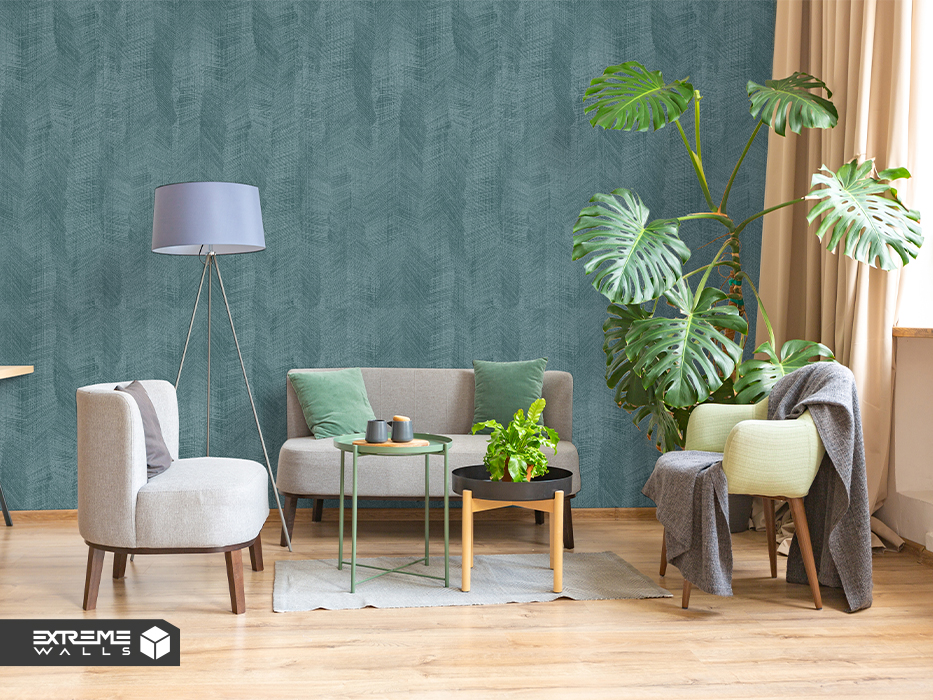 دکوراسیون سالن پذیرایی با کاغذ دیواری