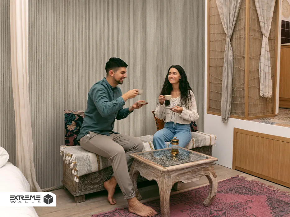 کاغذ دیواری طرح راه راه قهوه ای