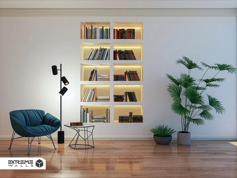 طراحی کتابخانه برای اتاق نشیمن