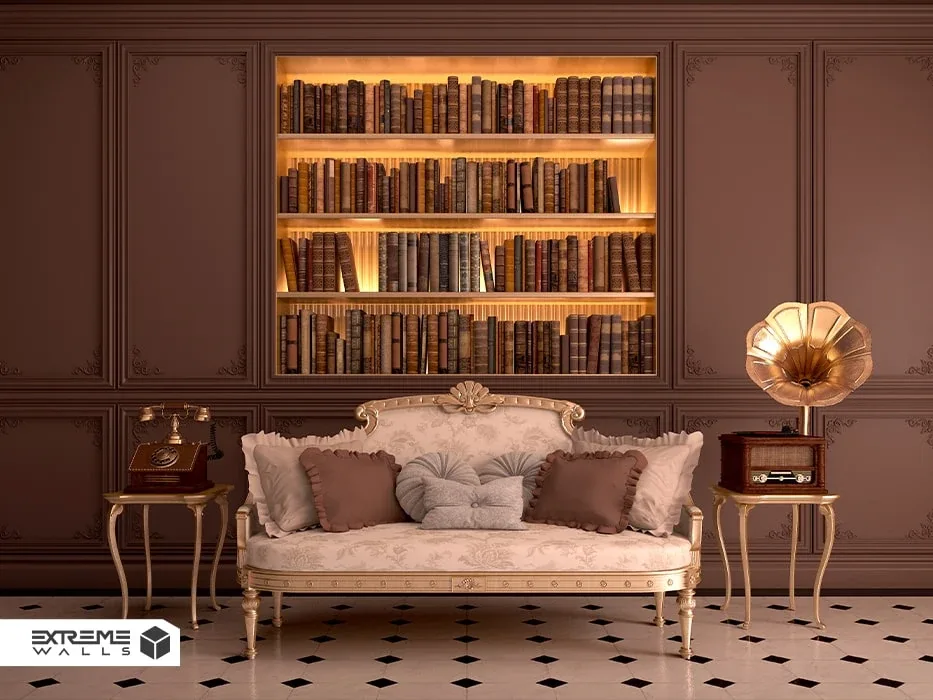 طراحی کتابخانه برای اتاق نشیمن