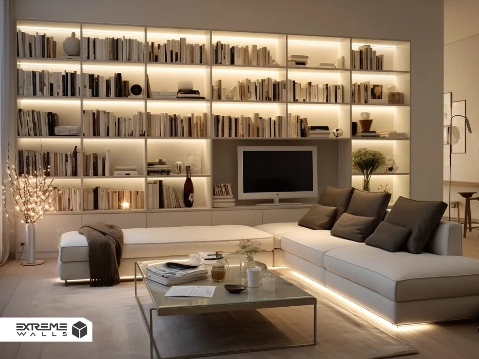 طراحی کتابخانه برای اتاق نشیمن