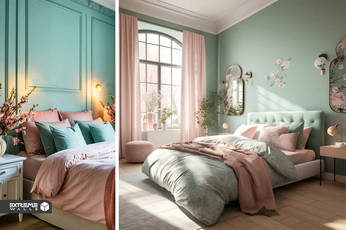 جدیدترین ایده های طراحی اتاق خواب با تم و دکور سبز رنگ 20 اتاق خواب سبز و صورتی
