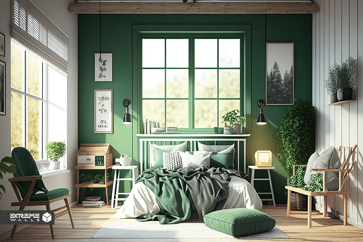 جدیدترین ایده های طراحی اتاق خواب با تم و دکور سبز رنگ 17 نورپردازی اتاق خواب