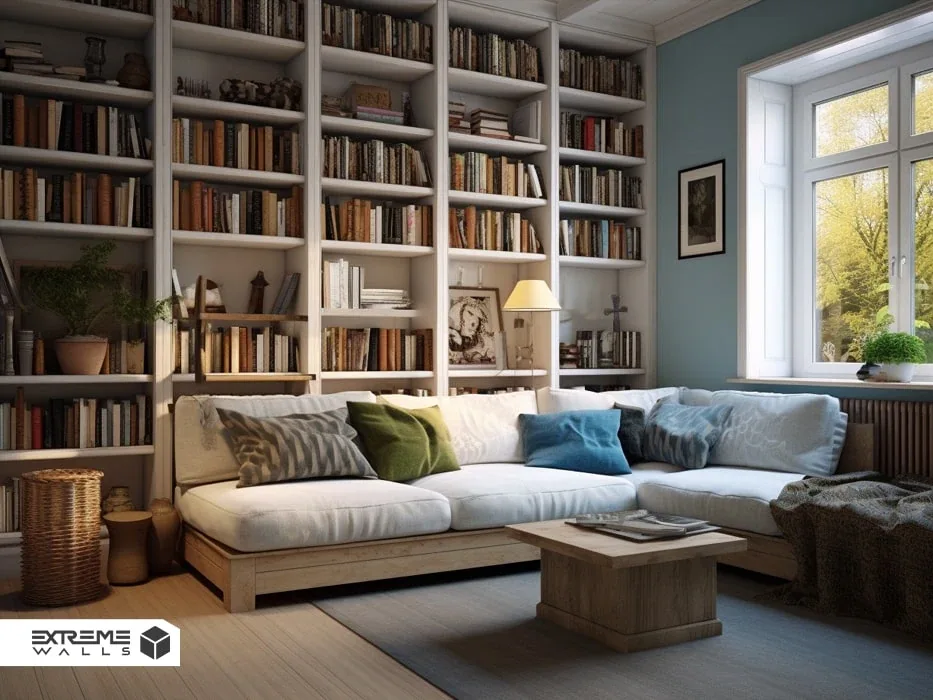 طراحی کتابخانه برای اتاق نشیمن