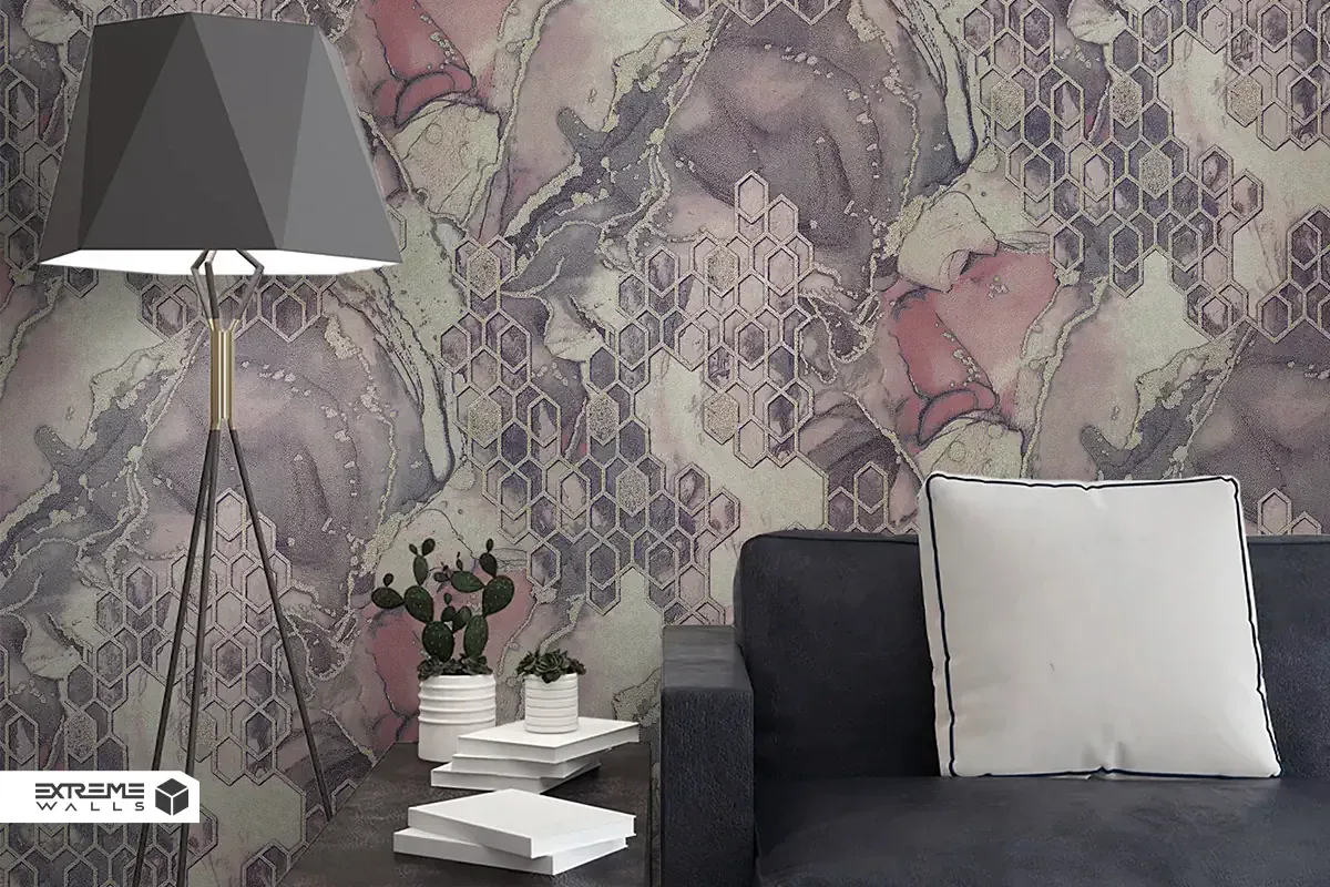 کاغذ دیواری طرح هندسی بنفش کد ۱۱۰۹۶ آلبوم تیتانیوم