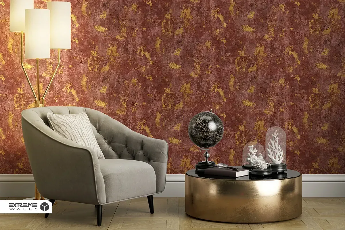 کاغذ دیواری طرح پتینه قرمز / نارنجی کد ۱۰۳۲۳ آلبوم کربن