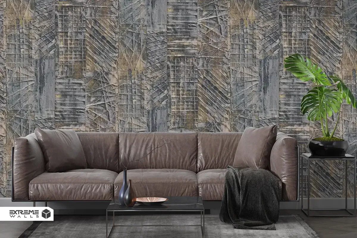 کاغذ دیواری طرح هندسی خاکستری کد ۱۱۰۶۰ آلبوم تیتانیوم 