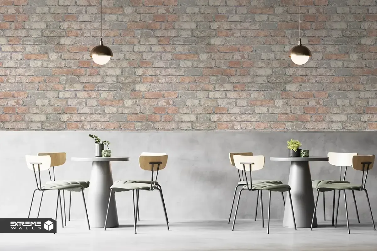 کاغذ دیواری طرح آجر نقره‌ای / نارنجی کد ۱۱۱۰۸ آلبوم تیتانیوم