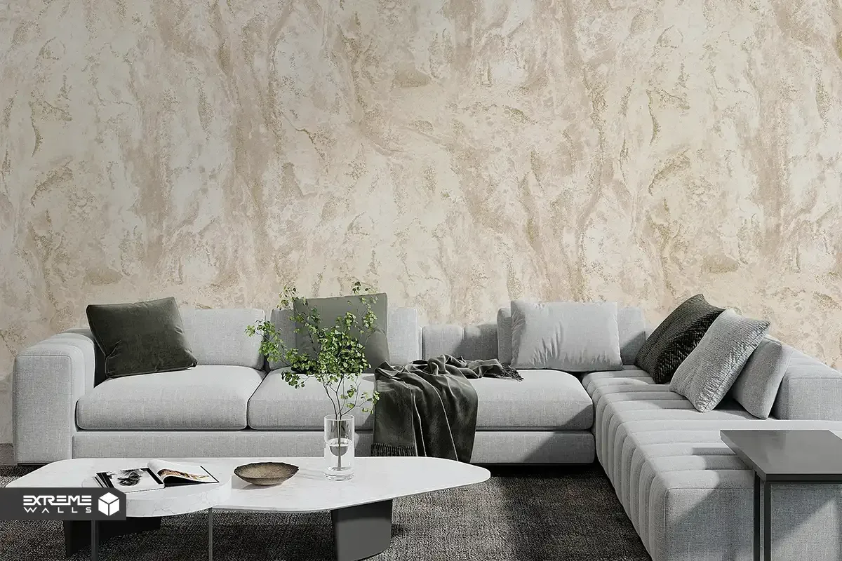 کاغذ دیواری طرح انتزاعی سفید / طلایی کد ۱۱۰۸۸ آلبوم تیتانیوم 