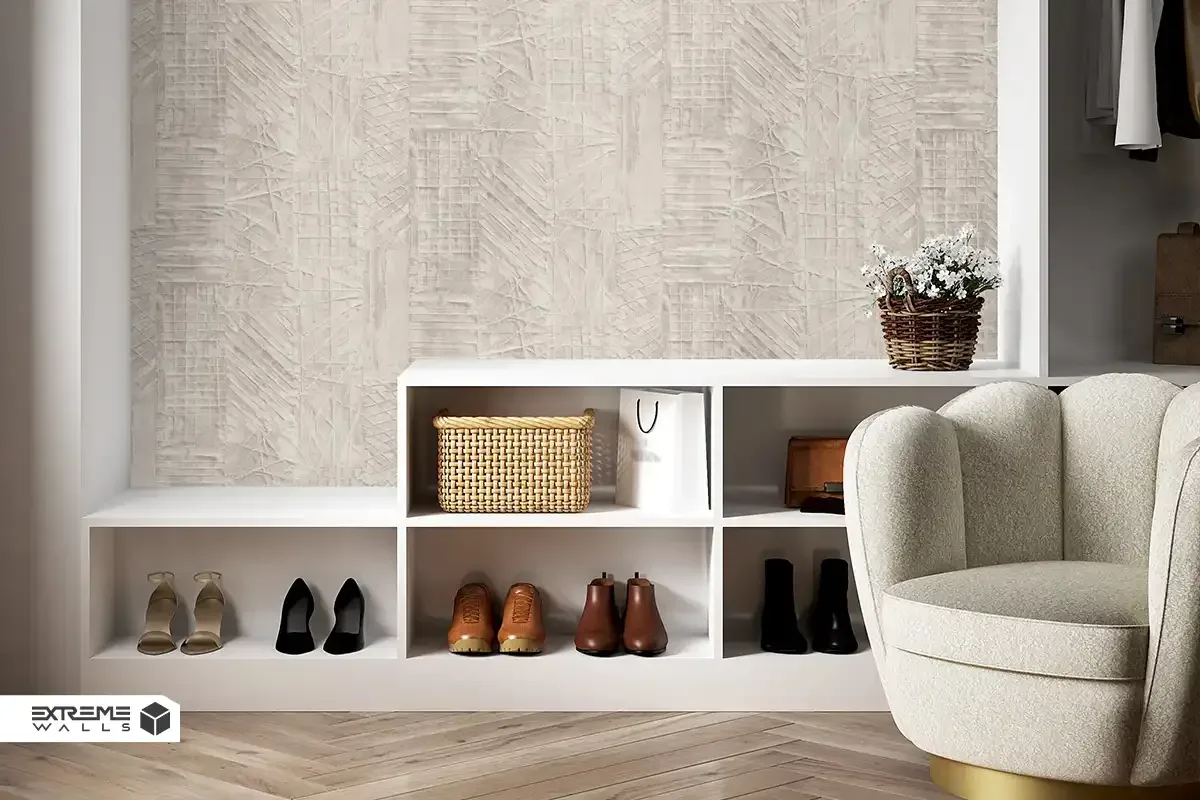 کاغذ دیواری طرح هندسی سفید کد ۱۱۰۶۶ آلبوم تیتانیوم