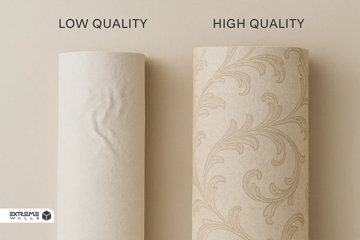 مقایسه بین دو رول کاغذ دیواری با کیفیت و بی کیفیت