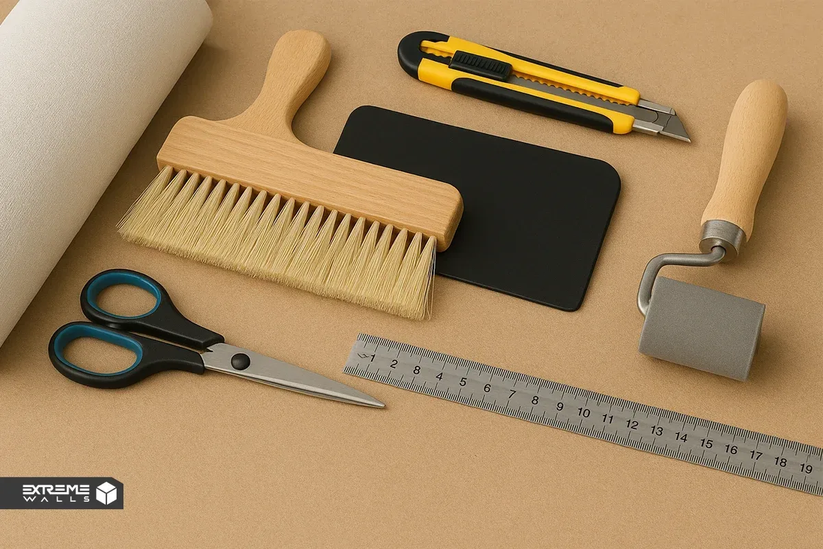 ابزارهای لازم برای نصب کاغذ دیواری 