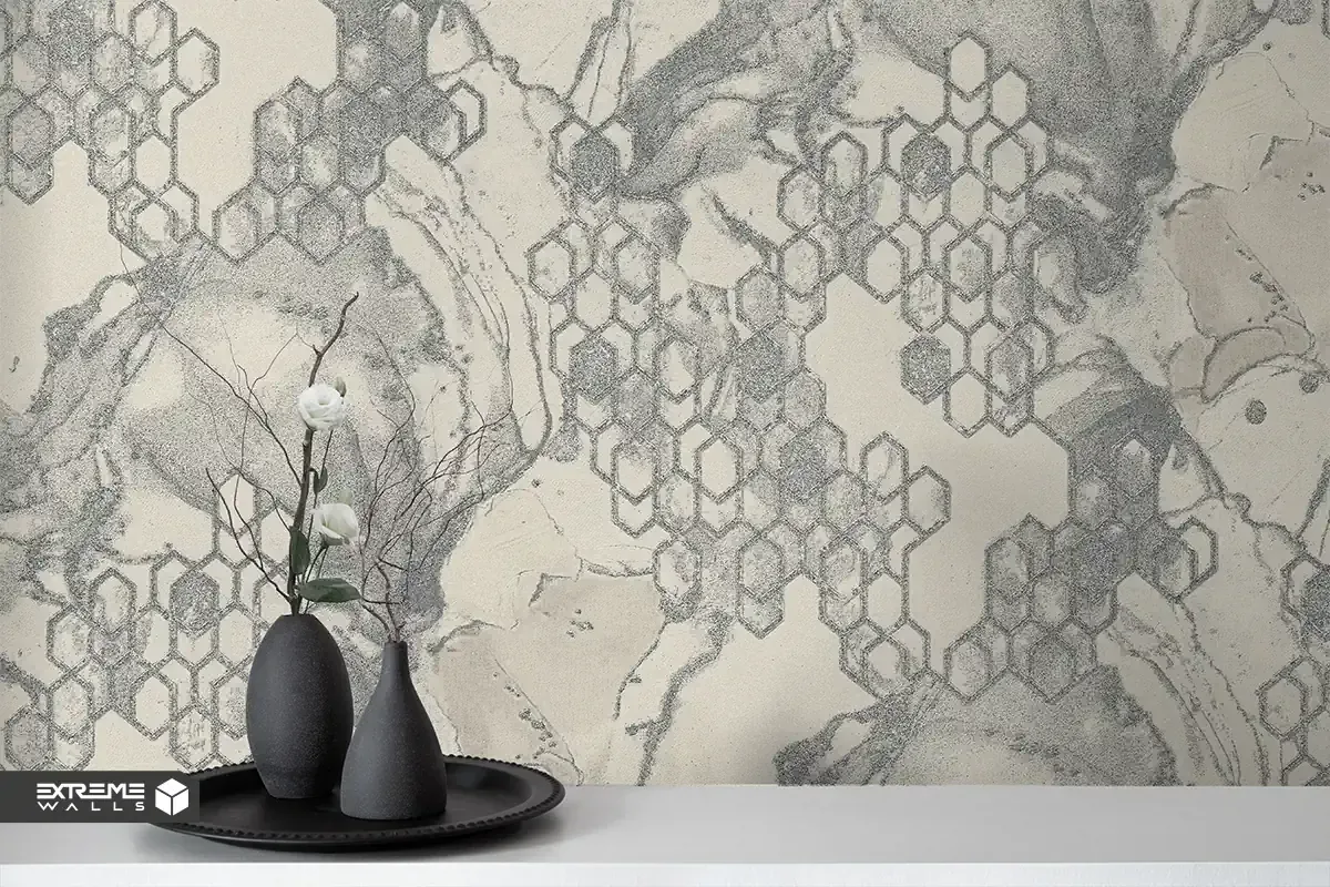 اجرای کاغذ دیواری هندسی با قاب بندی