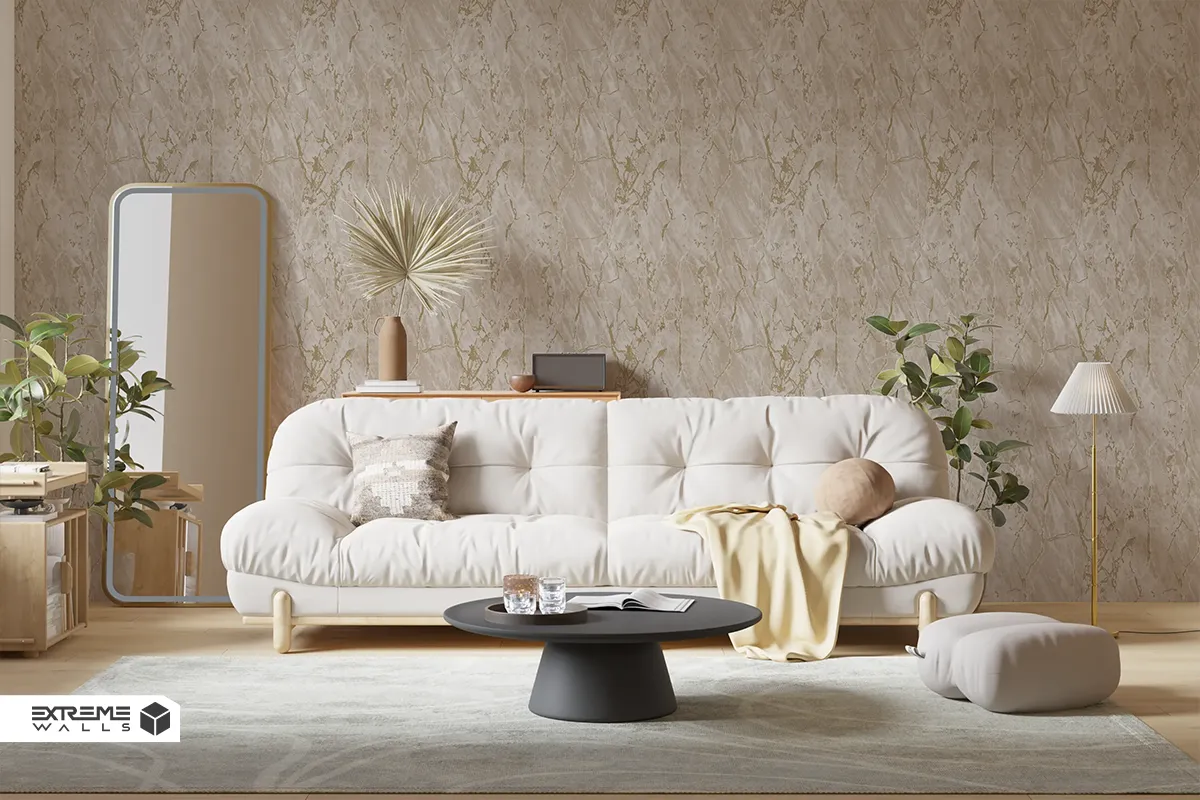 کاغذ دیواری رگه‌دار کرم / قهوه‌ای کد ۱۱۰۷۴ آلبوم تیتانیوم 