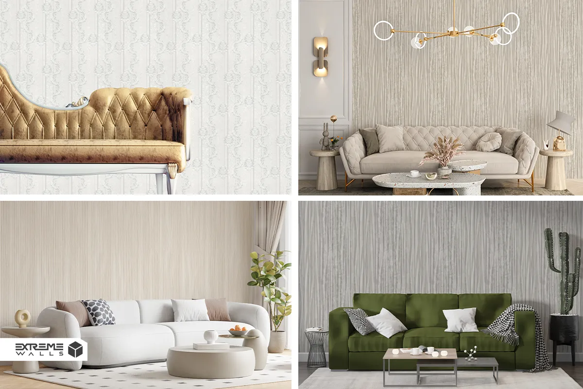 کاغذ دیواری با طرح‌های راه راه و خطوط عمودی