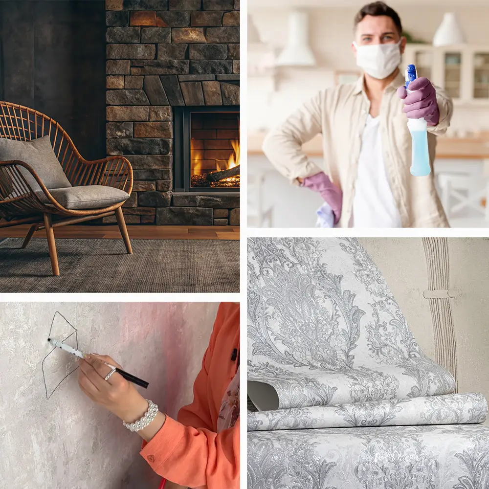 بهترین انتخاب کاغذ دیواری برای دیوار پشت بخاری و شومینه