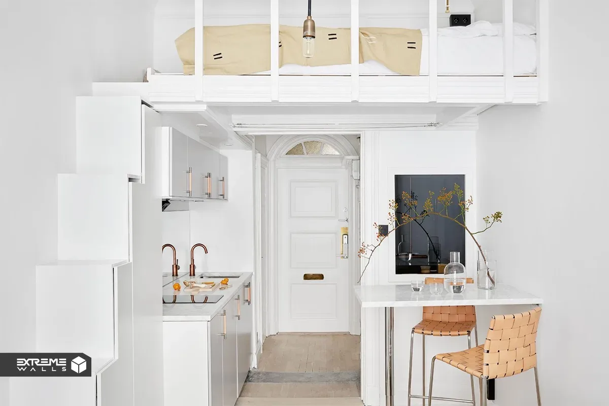 کاربرد لوازم چند منظوره در خانههای دانشجویی| راهکاری هوشمندانه برای زندگی بهتر 1 نمای داخلی یک اتاق کوچک دانشجویی با دکور مدرن