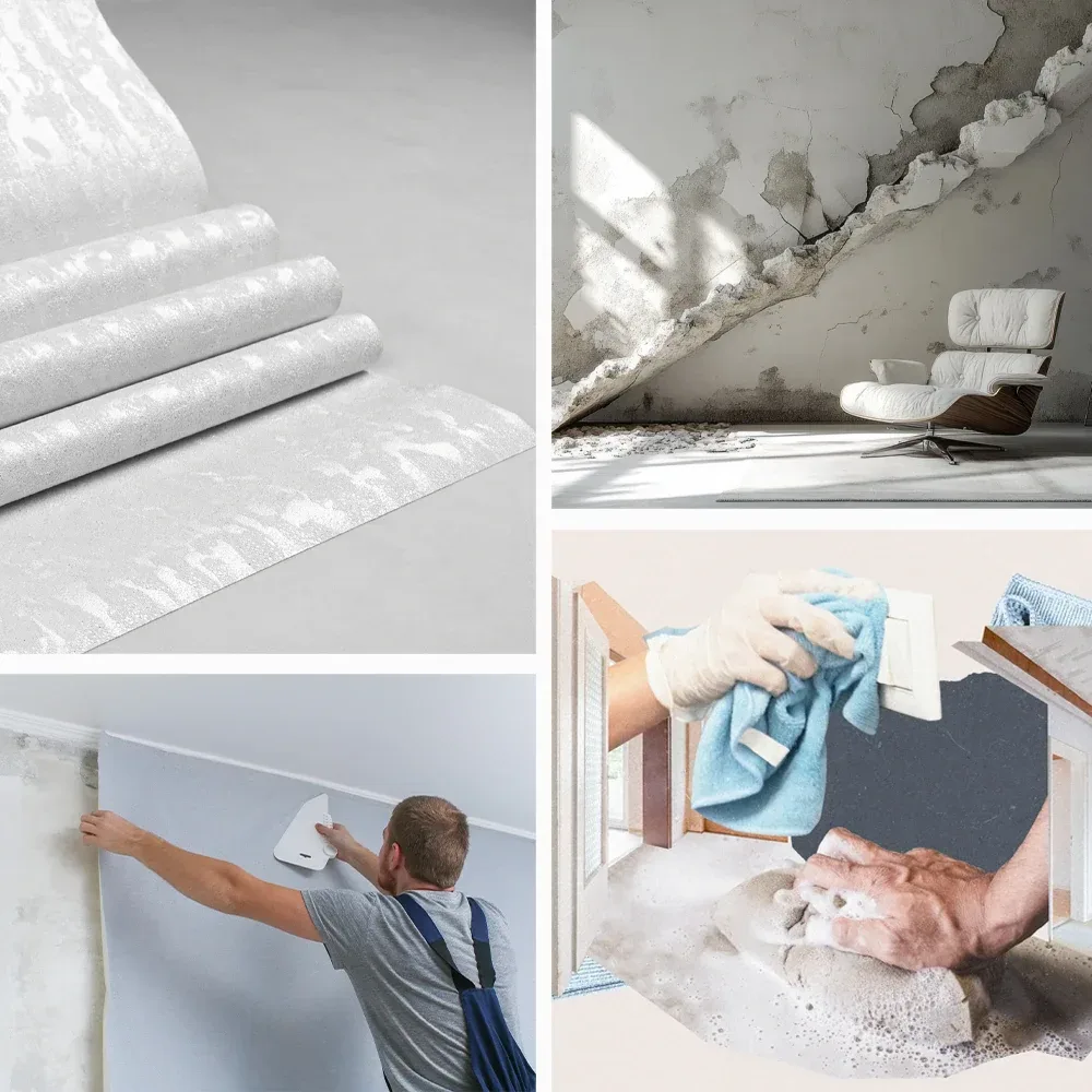 کاغذ دیواری یا گچ‌کاری؟ بهترین راه پنهان کردن ترک‌های عمیق دیوار