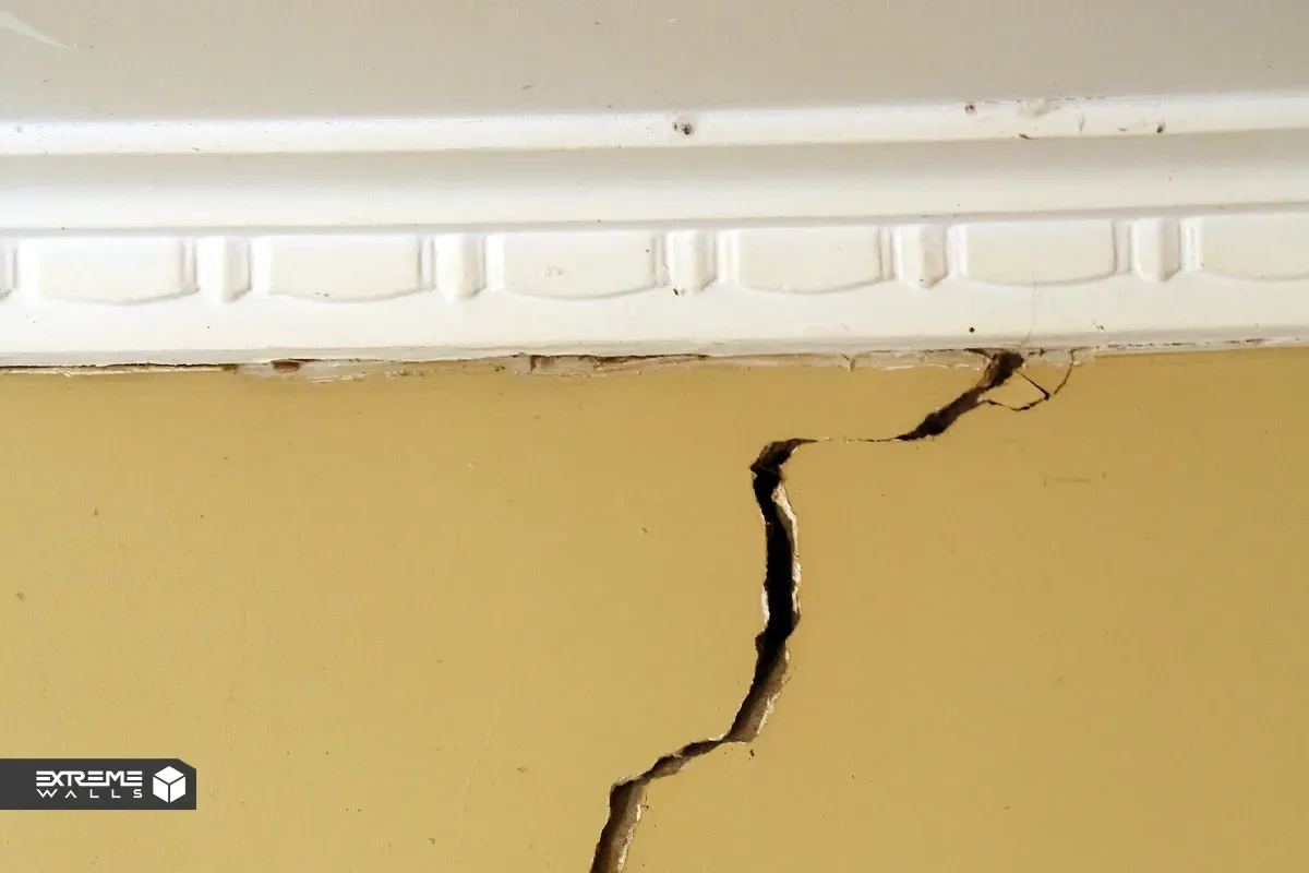 کاغذ دیواری یا گچکاری؟ بهترین راه پنهان کردن ترکهای عمیق دیوار 2 عکس یک دیوار ترک خورده