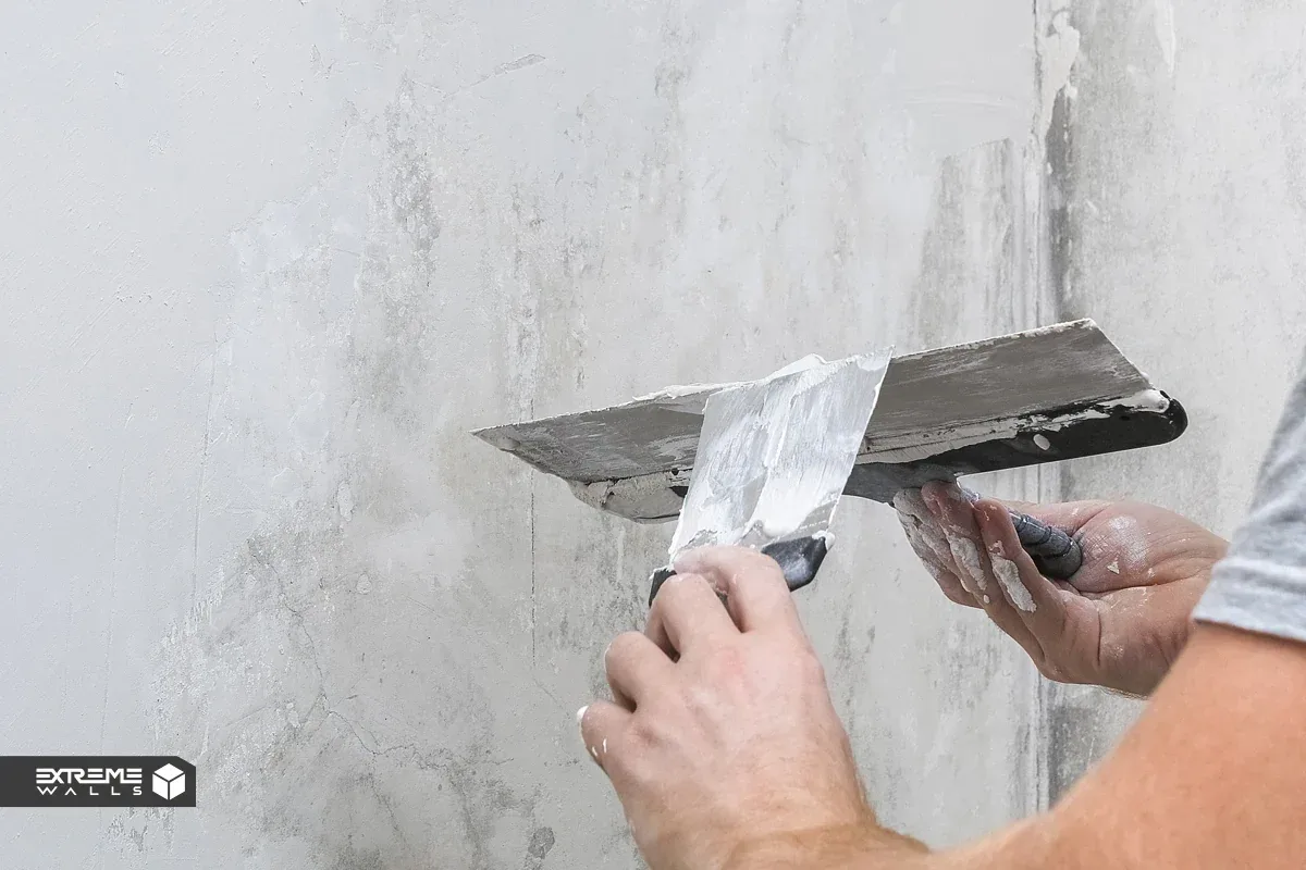 کاغذ دیواری یا گچکاری؟ بهترین راه پنهان کردن ترکهای عمیق دیوار 8 بتونه کردن دیوار