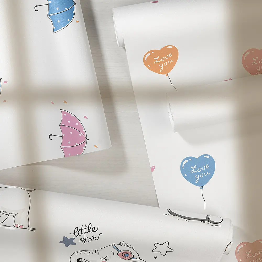 کاغذ دیواری کودک طرح چترهای رنگی | سفید کد 12008 9 کاغذ دیواری کودک طرح چترهای رنگی | سفید کد 12008 طرح ها