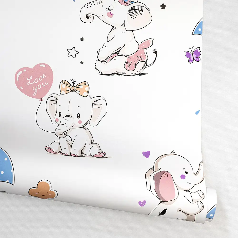 کاغذ دیواری کودک طرح فیل کوچولوها | رنگ سفید کد 12005 11 کاغذ دیواری کودک طرح فیل کوچولوها | رنگ سفید کد 12005 رول