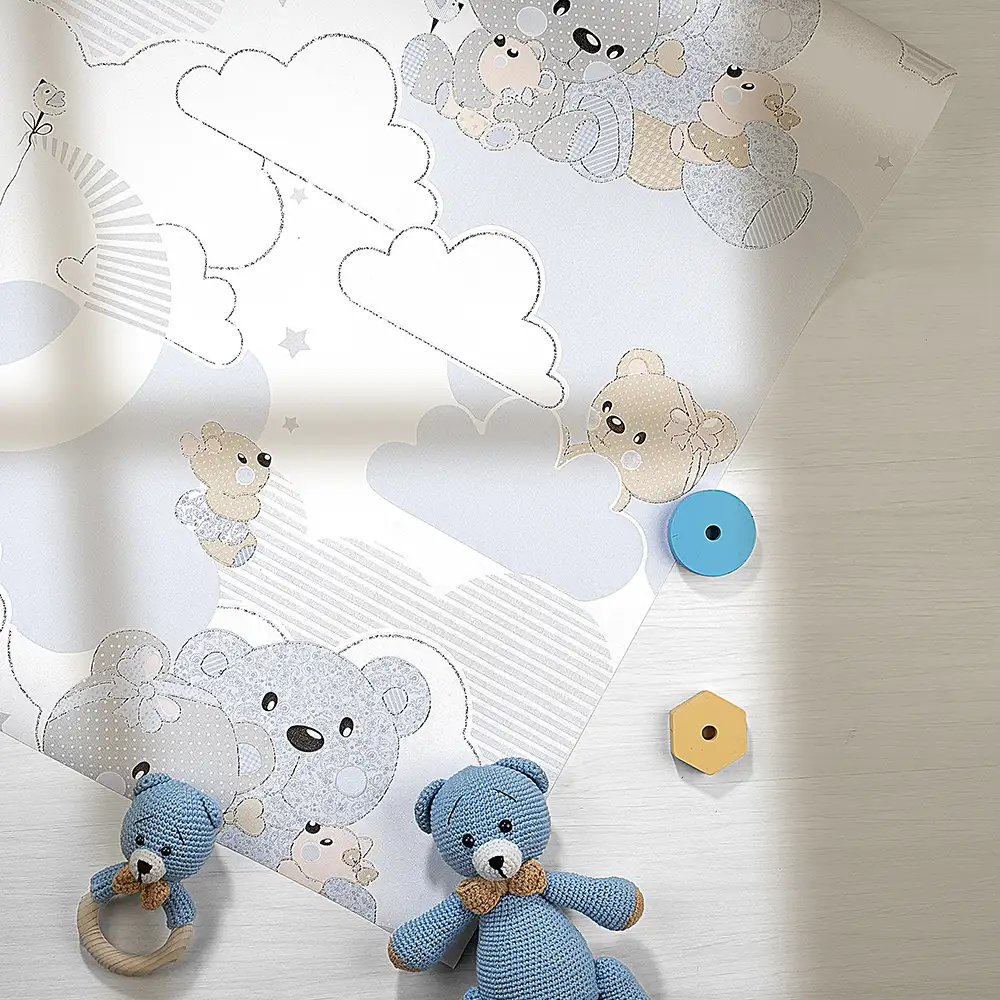 کاغذ دیواری کودک طرح خرسهای عروسکی | آبی کد 12077 10 کاغذ دیواری کودک طرح خرسهای عروسکی | آبی کد 12077 طرح