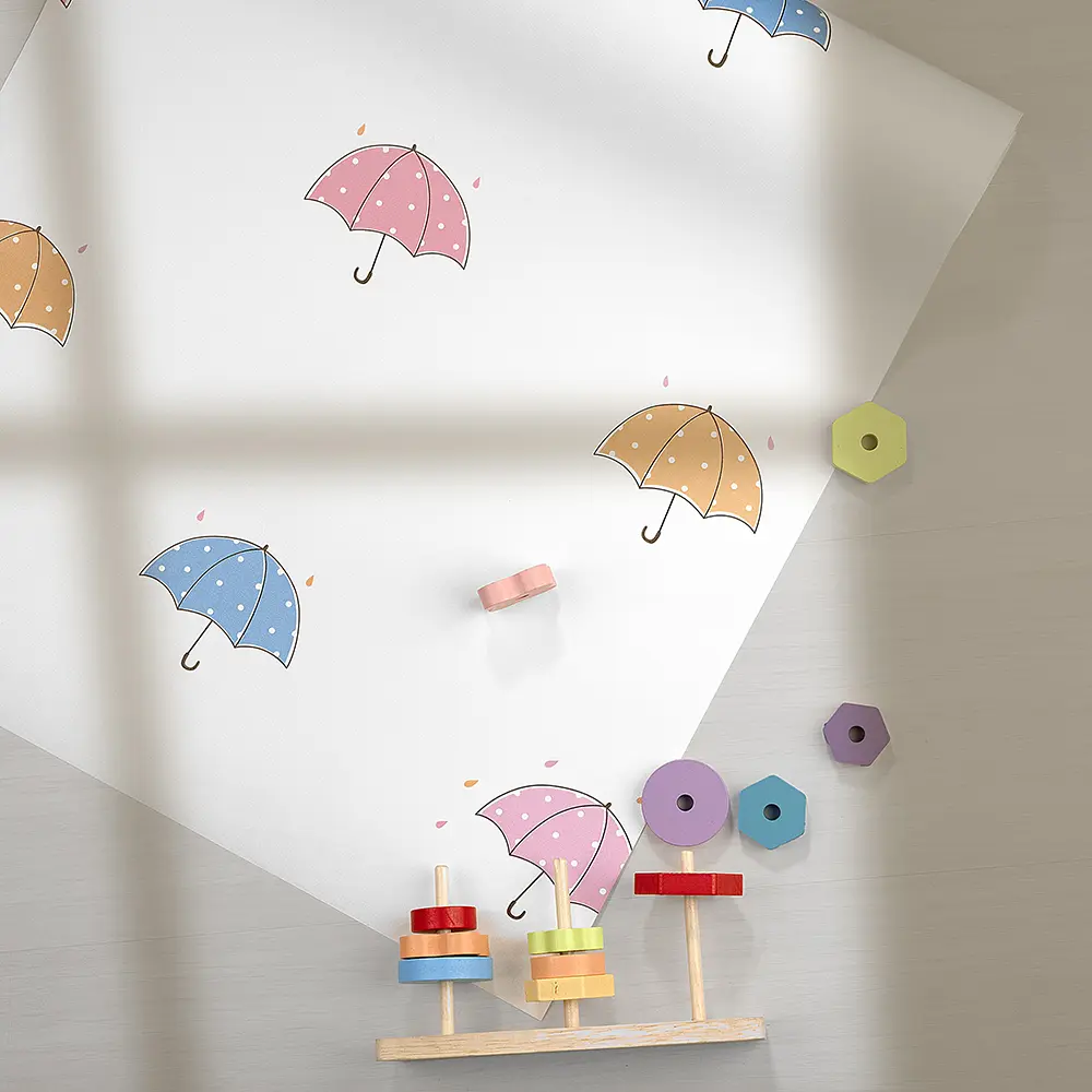 کاغذ دیواری کودک طرح چترهای رنگی | سفید کد 12008 10 کاغذ دیواری کودک طرح چترهای رنگی | سفید کد 12008 طرح از نمای دیگر