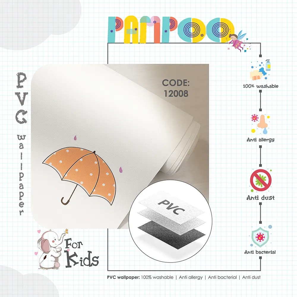 کاغذ دیواری کودک طرح چترهای رنگی | سفید کد 12008 12 کاغذ دیواری کودک طرح چترهای رنگی | سفید کد 12008 پوستر