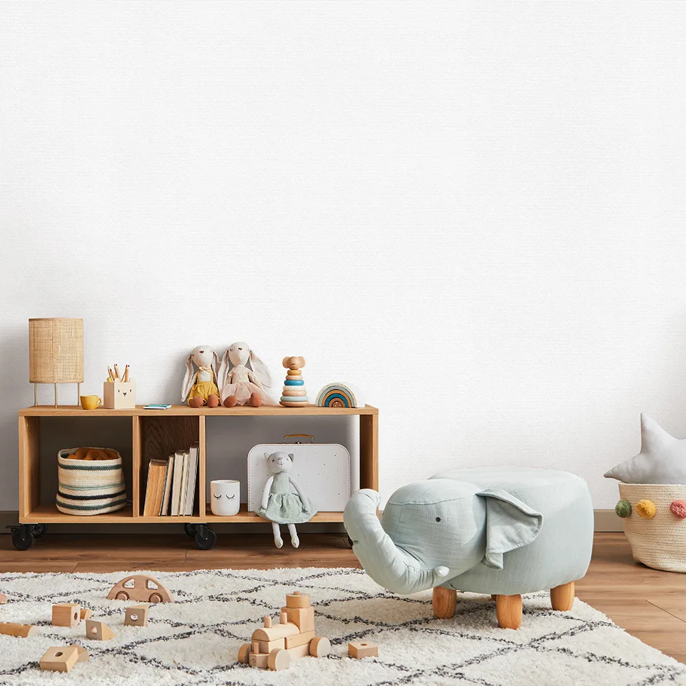 کاغذ دیواری کودک طرح ساده | سفید کد 12010 3 کاغذ دیواری کودک طرح ساده سفید کد 12010 موکاپ