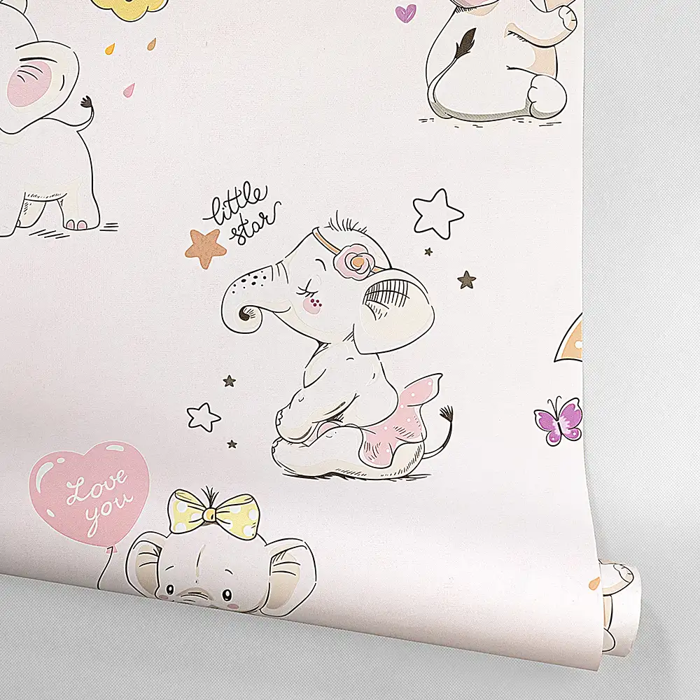 کاغذ دیواری کودک طرح فیل های کوچک | صورتی کد 12013 11 کاغذ دیواری کودک طرح فیل های کوچک | صورتی کد 12013 رول