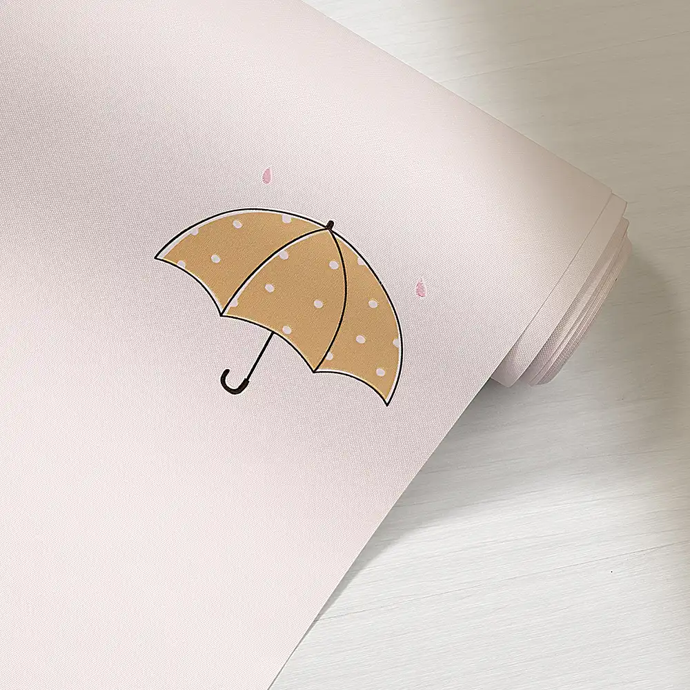 کاغذ دیواری کودک طرح چترهای رنگی | صورتی کد 12016 9 کاغذ دیواری کودک طرح چترهای رنگی کد 12016 طرح چتری