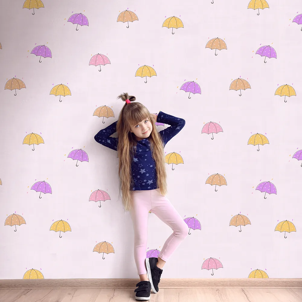 کاغذ دیواری کودک طرح چترهای رنگی | صورتی کد 12016 2 کاغذ دیواری کودک طرح چترهای رنگی کد 12016 تصویر کودک