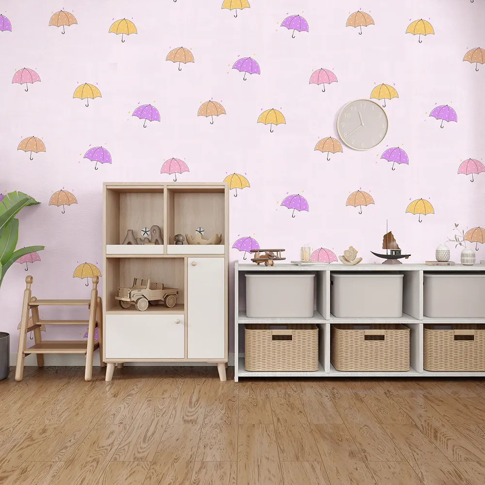 کاغذ دیواری کودک طرح چترهای رنگی | صورتی کد 12016 4 کاغذ دیواری کودک طرح چترهای رنگی کد 12016 دکور