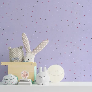 کاغذ دیواری کودک طرح ستاره باران | بنفش کد 12019 شاخص