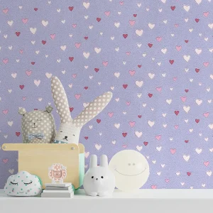 کاغذ دیواری کودک طرح قلب قلبی | بنفش کد 12020 شاخص