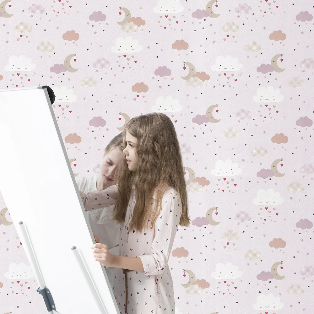 کاغذ دیواری کودک طرح آسمان ابری | صورتی کد 12021 2 کاغذ دیواری کودک طرح آسمان ابری | صورتی کد 12021 کودک