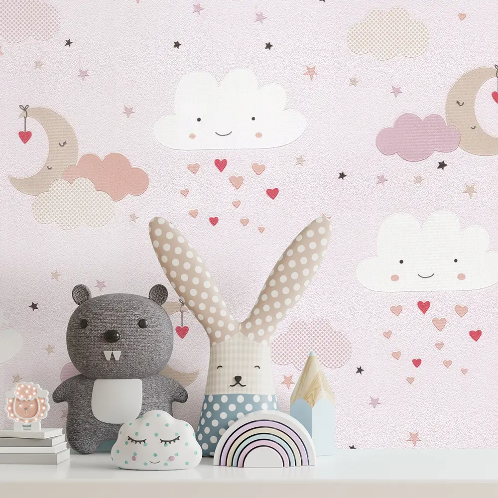 کاغذ دیواری کودک طرح آسمان ابری | صورتی کد 12021 1 کاغذ دیواری کودک طرح آسمان ابری | صورتی کد 12021 شاخص