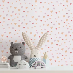 کاغذ دیواری کودک طرح قلبی | صورتی کد 12024 شاخص