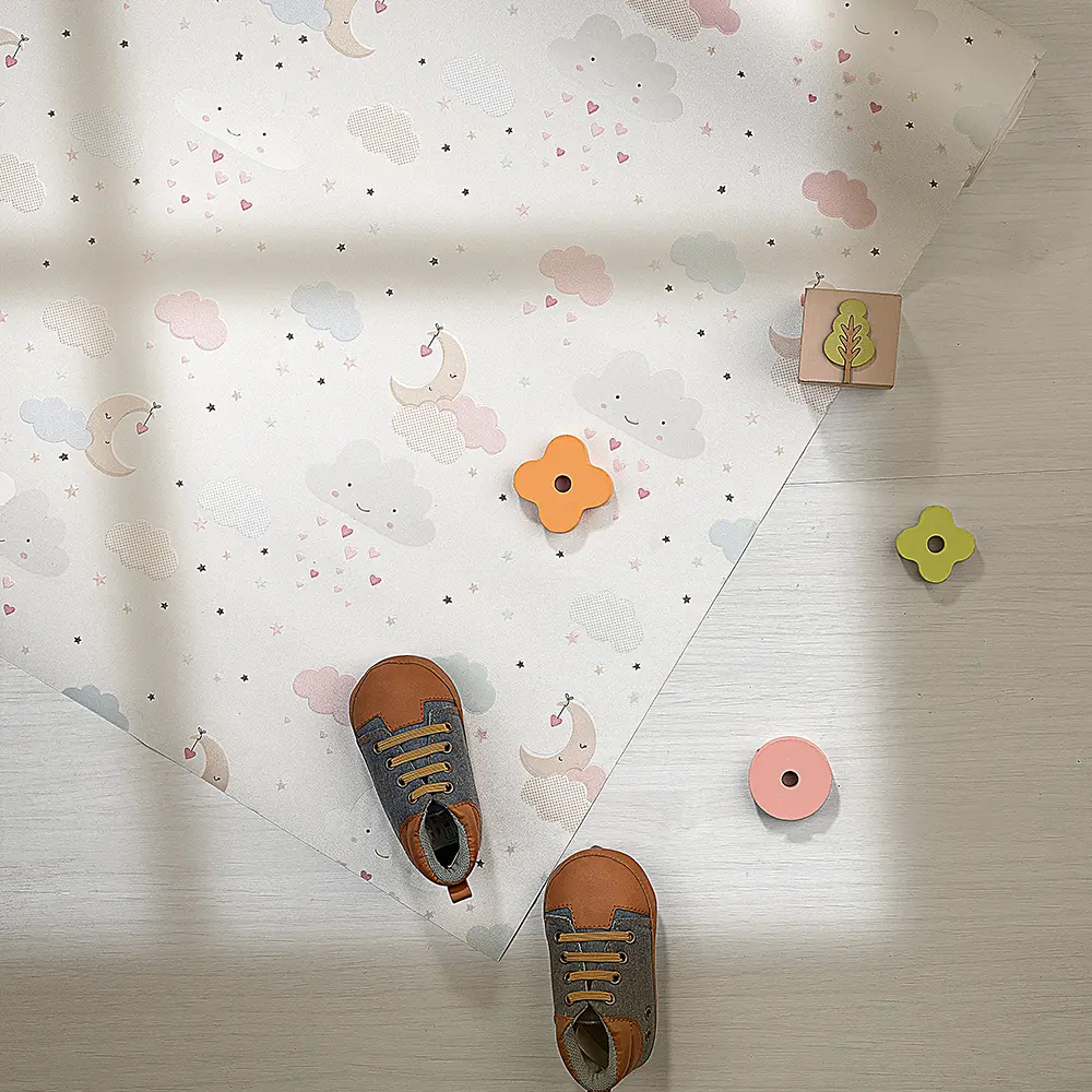 کاغذ دیواری کودک طرح آسمان ابری | سفید کد 12025 8 کاغذ دیواری کودک طرح آسمان ابری | سفید کد 12025 کفش کودک