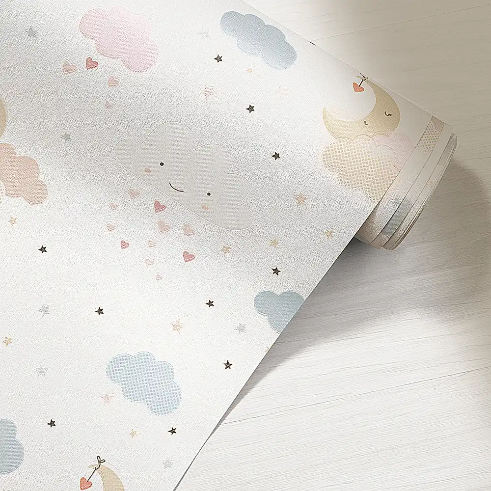کاغذ دیواری کودک طرح آسمان ابری | سفید کد 12025 9 کاغذ دیواری کودک طرح آسمان ابری | سفید کد 12025 رول
