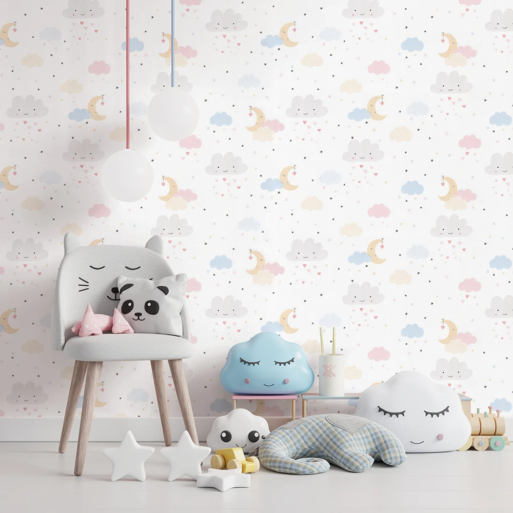 کاغذ دیواری کودک طرح آسمان ابری | سفید کد 12025 4 کاغذ دیواری کودک طرح آسمان ابری | سفید کد 12025 دکور