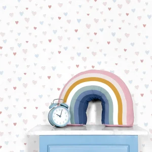 کاغذ دیواری کودک طرح قلبی | سفید کد 12028 شاخص