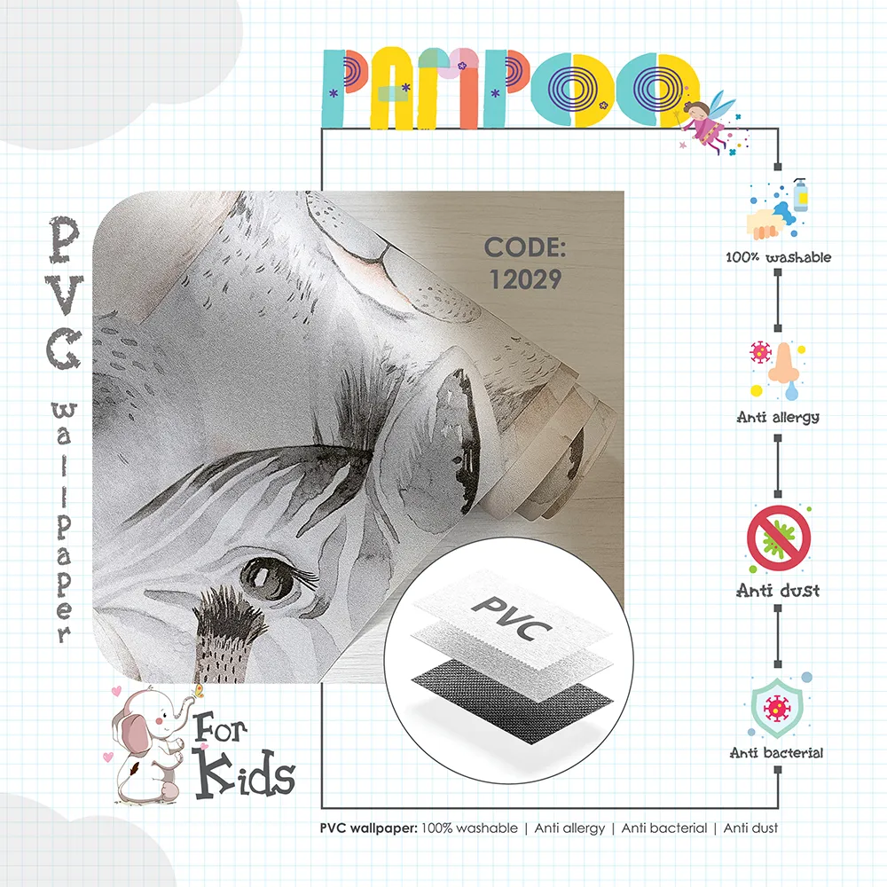 کاغذ دیواری کودک طرح حیوانات | کرم / خاکستری کد 12029 12 کاغذ دیواری کودک طرح حیوانات | کرم / خاکستری کد 12029 پوستر