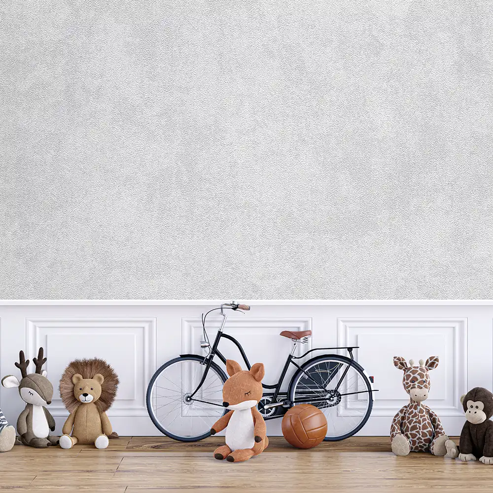کاغذ دیواری کودک طرح ساده | طوسی کد 12036 5 کاغذ دیواری کودک طرح ساده | طوسی کد 12036 دوچرخه و عروسک