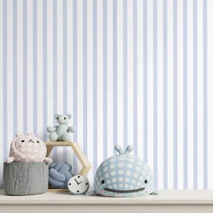 کاغذ دیواری کودک طرح راهراه | آبی کد 12039 شاخص