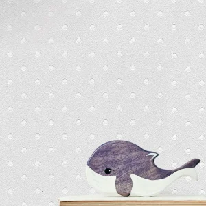 کاغذ دیواری کودک طرح نقطهچین | طوسی کد 12044 شاخص