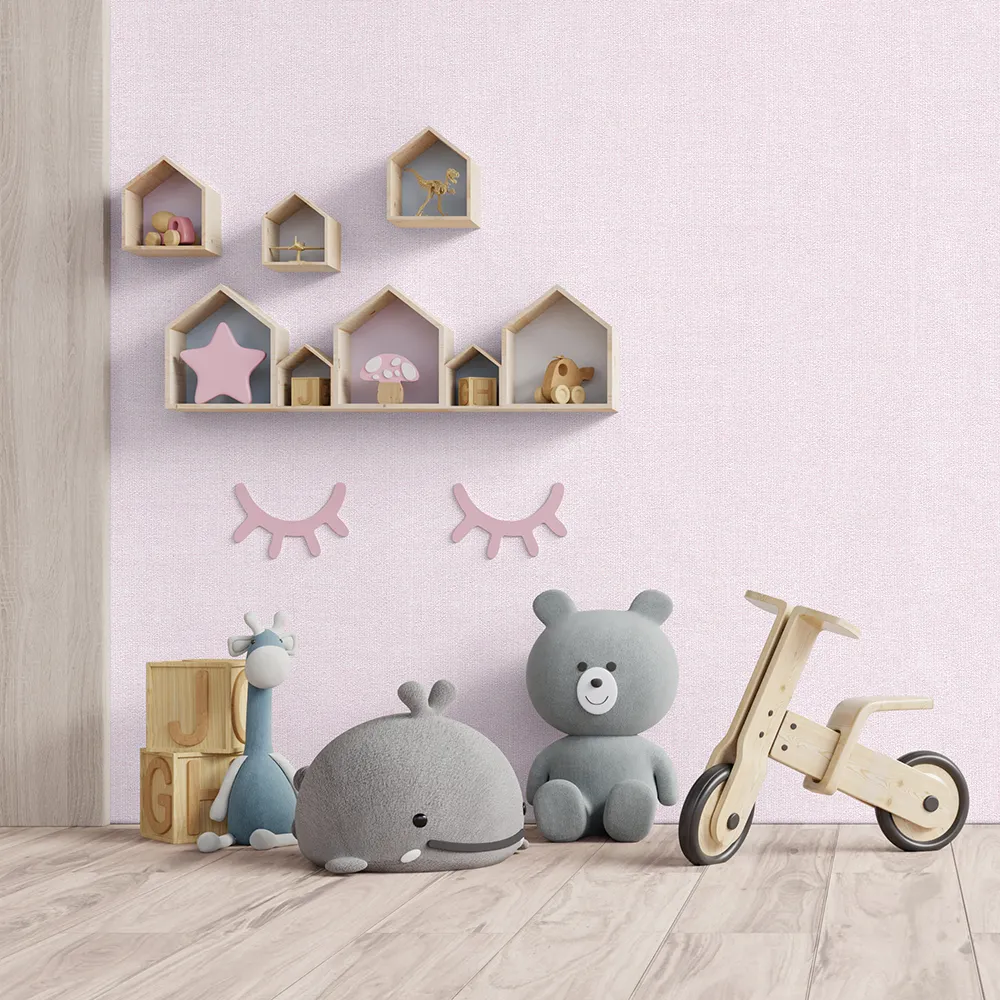 کاغذ دیواری کودک طرح ساده | صورتی کد 12050 4 کاغذ دیواری کودک طرح ساده | صورتی کد 12050 دکور