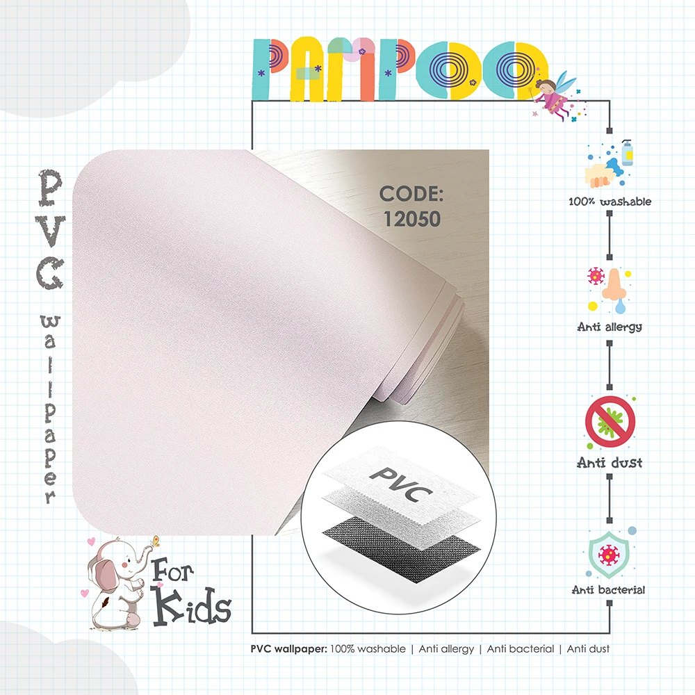 کاغذ دیواری کودک طرح ساده | صورتی کد 12050 12 کاغذ دیواری کودک طرح ساده | صورتی کد 12050 پوستر
